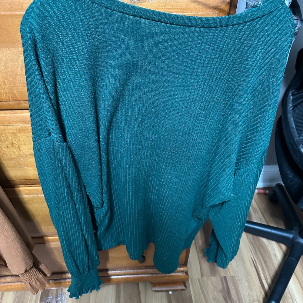 SHEIN Teal Off-the-Shoulder Sweater